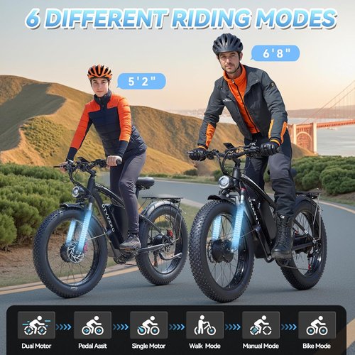 **Skiennix 6000W Peak Dual Motor Ebike - Fast 52V 34Ah Electric Bike for Adults | 45 MPH, 100 Miles, 24" Fat Tires**