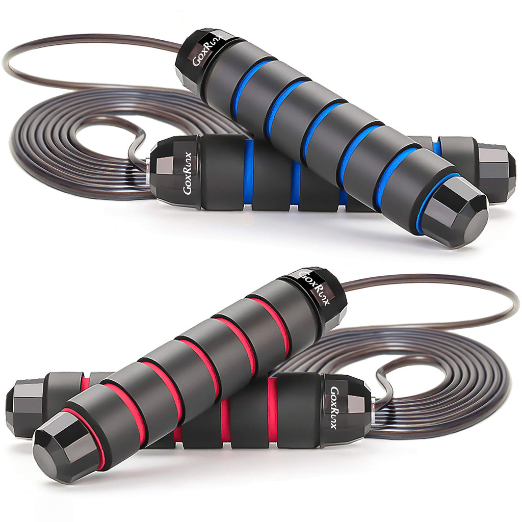 GoxRunx 2 Pack Jump Rope Skipping Rope for Workout, Jumping Rope for Fitness (Red Blue)