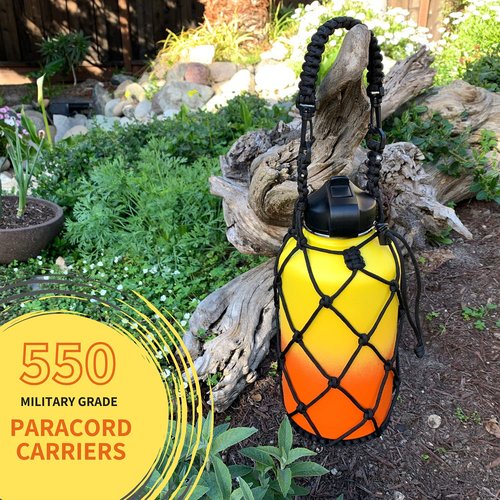 Gearproz HydroNet Carry Bag with Handle and Shoulder Strap for Hydro Flask, Takeya and Universal Water Bottles, Compatible with Wide Mouth Bottles (64 oz, Black)
