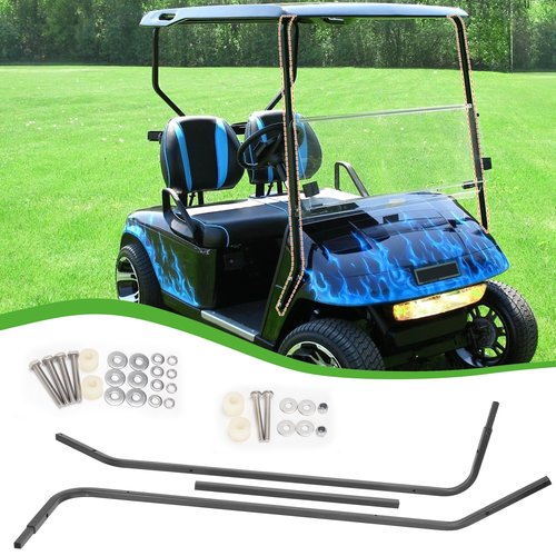 10L0L Golf Cart Front Roof Strut Brackets for EZGO TXT (94-13) with Steel Screw Bushings Repair Kit, Heavy Duty Strut Support Reinforcement Repair