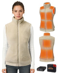 Topdot Fuzzy Fleece Heated Vest for Women with 16000mAh 7.4V Battery, Ergonomic 10 Heating Zones Women's Heated Vest