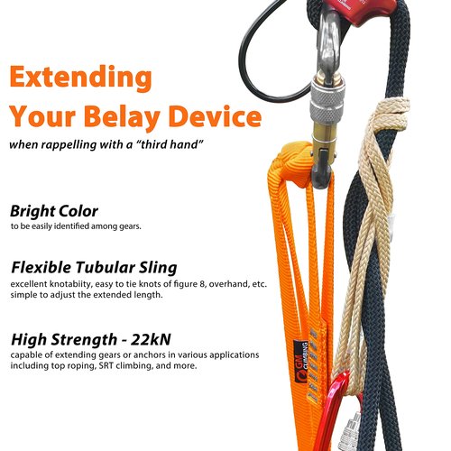GM CLIMBING One Unit 16mm Nylon Sling Runner 120cm / 48inch (Fluorescent Orange)