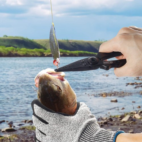 Dr.meter Aluminum Fishing Pliers - Saltwater Resistant Gear with Tungsten Carbide Cutters & Gripper | Fishing Gifts for Men