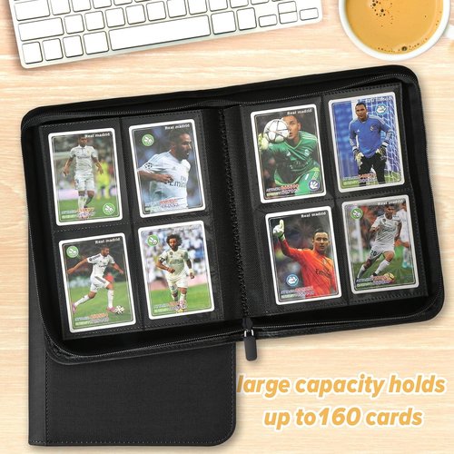 GERMUN Trading Card Binder - Premium 4 Pocket Album for 160 Cards | Double-Sided MTG & TCG Holder (Black)
