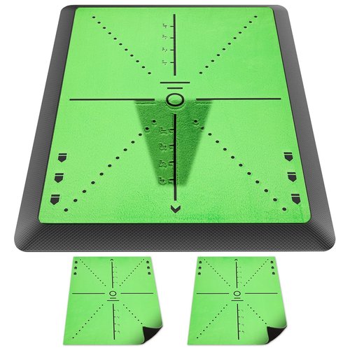 Golf Mat with Swing Path Feedback Detection Batting Golf Hitting Mat Golf Practice Mat for Indoor Outdoor Use Hitting Turf Mat for Chipping Driving Training Golf Accessories Golf Training Aid - 4PCS