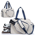 Smasrob Pickleball Tote Bag for Women with Exterior Paddle Pocket and Separate Shoe Compartment, Pickleball Bags with Wet Pocket and Detachable Strap, Beige