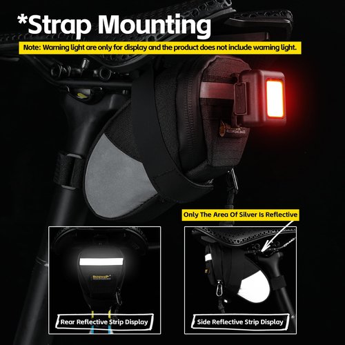 Rhinowalk Bike Saddle Bag Waterproof Bike Bag Under seat Bag 0.4L Rainproof Mountain Road Bike Seat Bag Professional Cycling Accessories-Silver