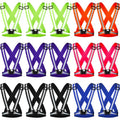 Macarrie 15 Pcs High Visible Reflective Running Vest Bulk Adjustable Safety Vest Elastic Straps Gear Night Walking Outdoor(Multicolor)