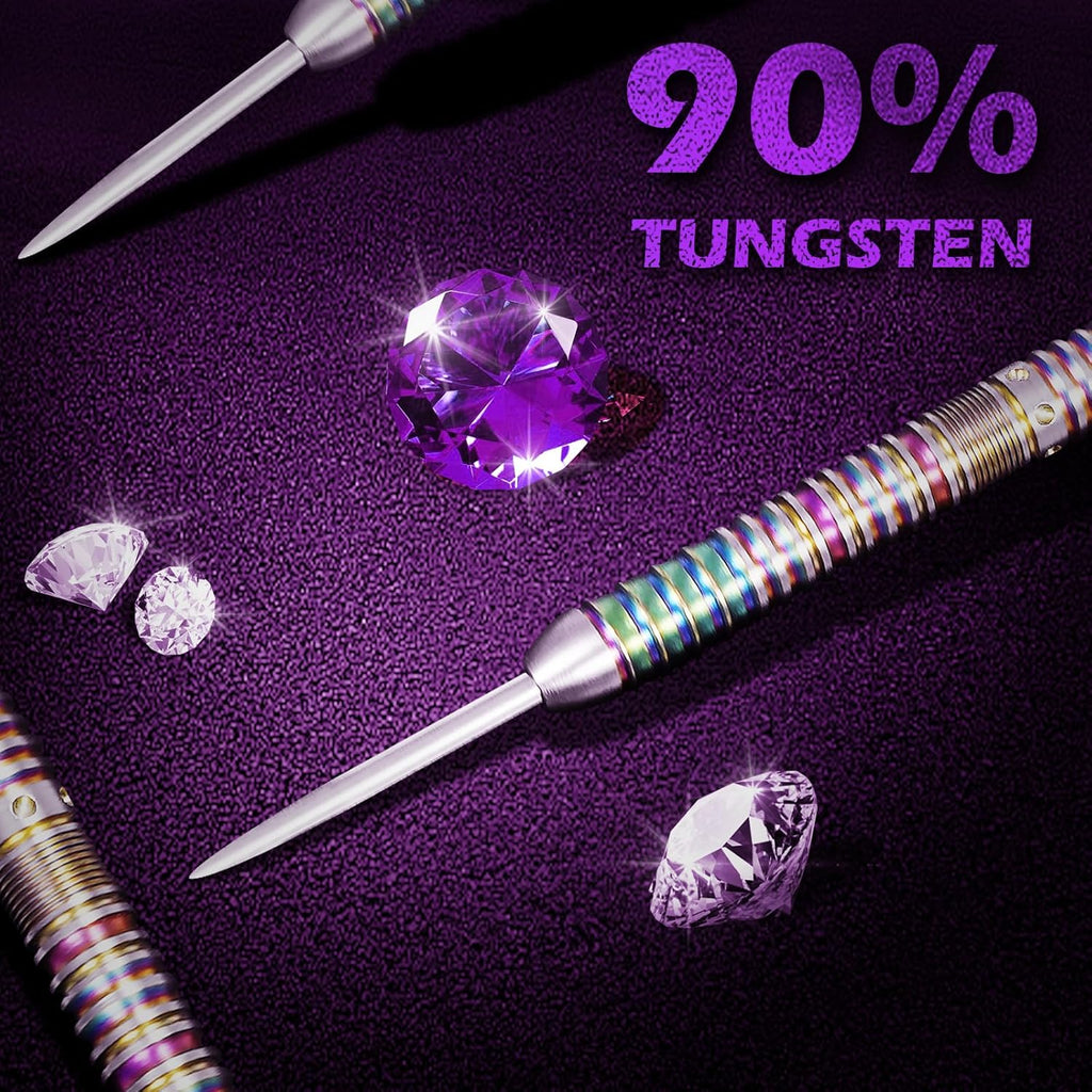WIN.MAX Darts Metal Tip Set - Professional 90% Tungsten Steel Darts with Extra Flights | 20-28 Grams