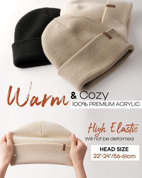 FURTALK Womens Winter Warm Satin Lined Beanie Hats Silk Lining Unisex Knit Slouchy Caps