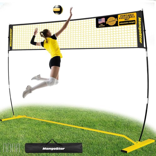 MangoStar Volleyball Net - 12FT Portable Adjustable Height Net for Backyard & Beach | Freestanding with Carry Bag