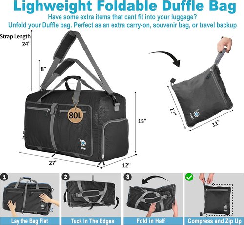 Bago Large Duffle Bag - Durable & Lightweight Travel Duffel with Shoe Compartment | 80L Capacity