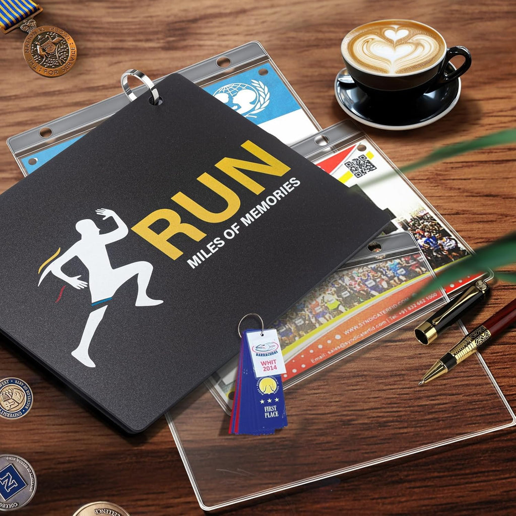 Race Bib Holder by [Brand Name] - 20 Sleeves for Runners | Durable Vinyl Sheet Protectors in Black