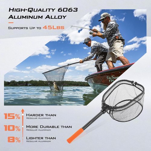KastKing Brutus Fishing Net - Foldable & Extendable Landing Net | Lightweight EVA Foam Handle, 44lbs Capacity