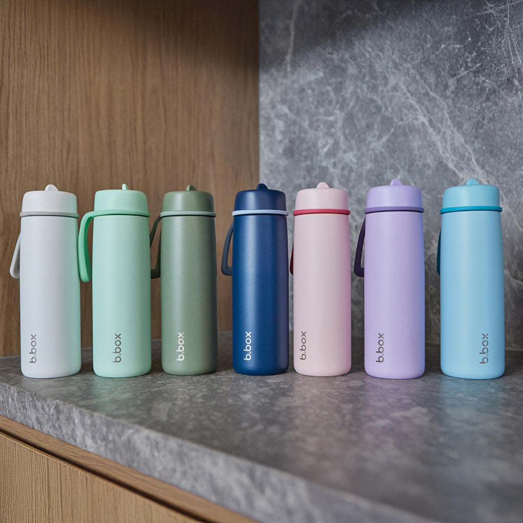 b.box 23oz Insulated Water Bottle w/Flip Top Lid for All Ages - 44 Hours Cold - Leak Proof Stainless Steel Water Bottle with Lid & Straw for Travel, Gym & School, BPA Free - Spearmint