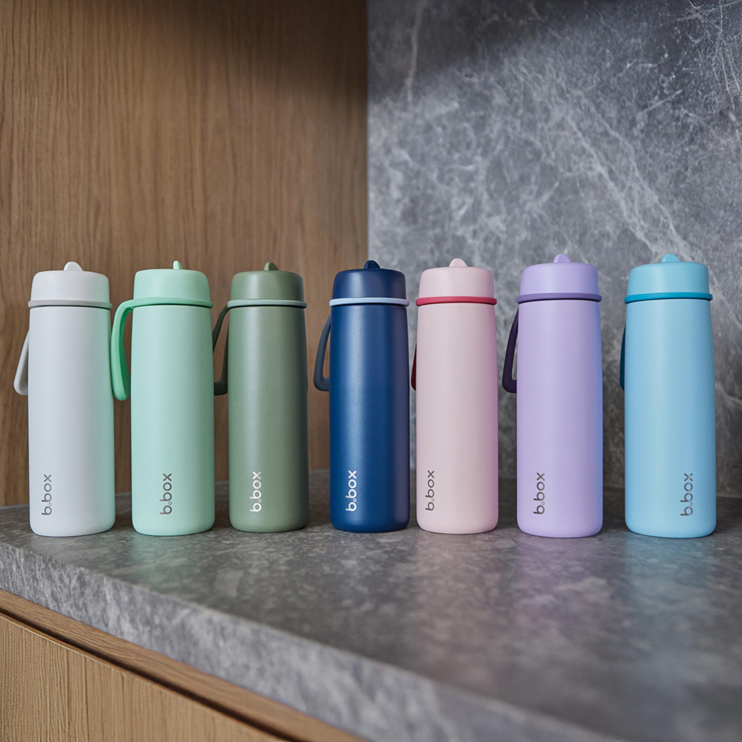 b.box 23oz Insulated Water Bottle w/Flip Top Lid for All Ages - 44 Hours Cold - Leak Proof Stainless Steel Water Bottle with Lid & Straw for Travel, Gym & School, BPA Free - Spearmint