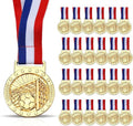 Cunno 24 Pcs Gold Award Medals - 2'' Basketball & Soccer Trophies with Ribbons for Sports Teams