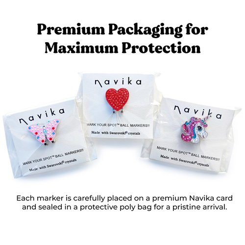 Navika Crystal Heart Golf Ball Marker & Hat Clip | Premium Valentine's Day for Women | Sparkly Golfing Accessory for Ladies' Leagues & Tournaments