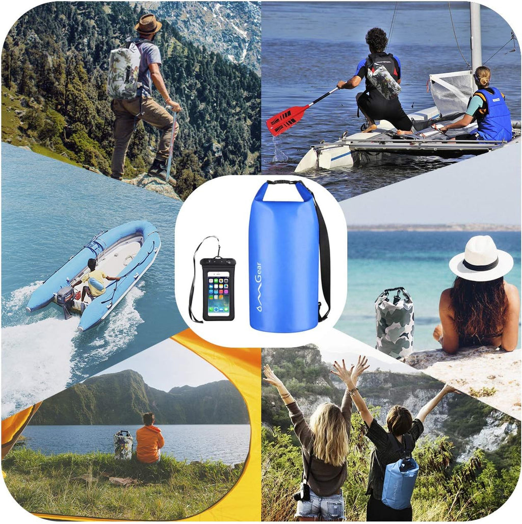 OMGear Waterproof Dry Bag Backpack - Floating Phone Pouch for Kayaking & Outdoor Activities | 40L/30L/20L/10L/5L