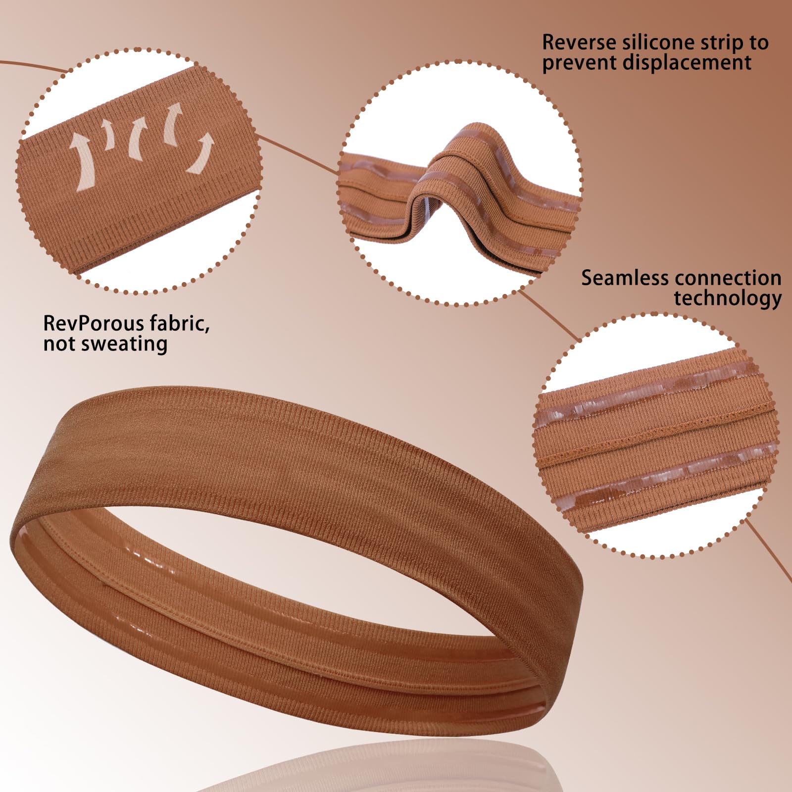 Workout Headbands for Women Men,5PCS Non Slip Sport Headbands Moisture Wicking,Stretchy Athletic Headband Breathalbe Sports Hairbands for Fitness Exercise Gym Training
