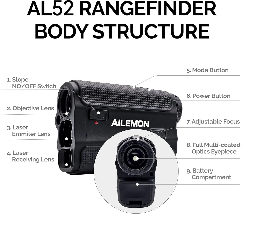 Skiennix Golf Laser Rangefinder - High-Precision 900Y with Fast Focus & Slope Mode Function