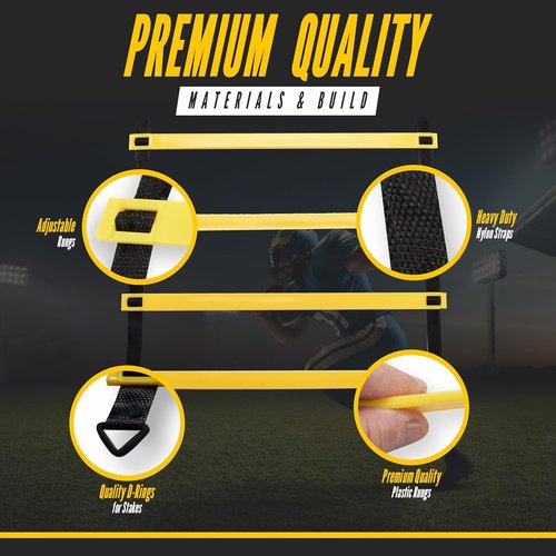 Agility Ladder 2 Pack - Speed Training Ladder Set with Ground Stakes for Football & Soccer - Includes Carrying Bag