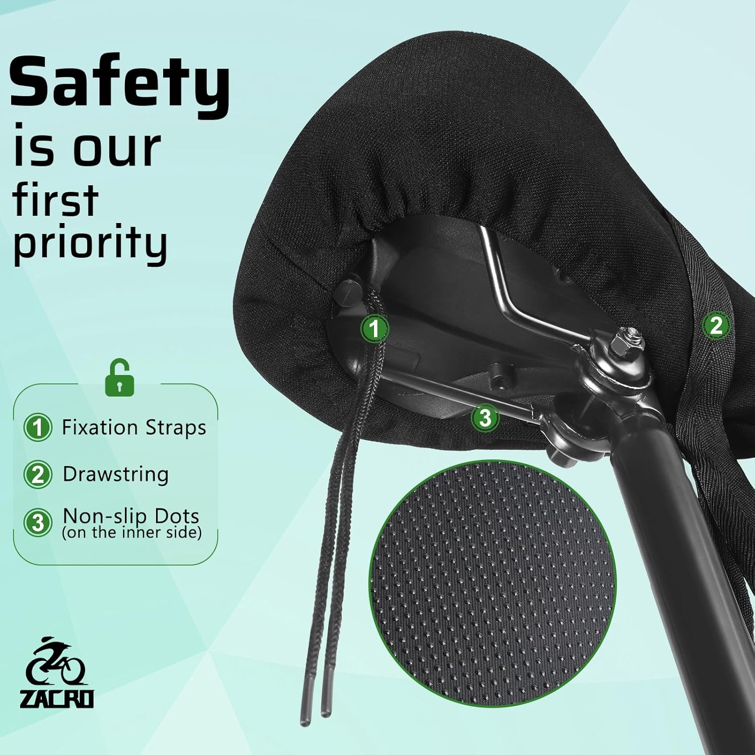 Zacro Bike Seat Cushion - Padded Gel Cover for Men & Women | Fits Peloton, Spin & Mountain Bikes