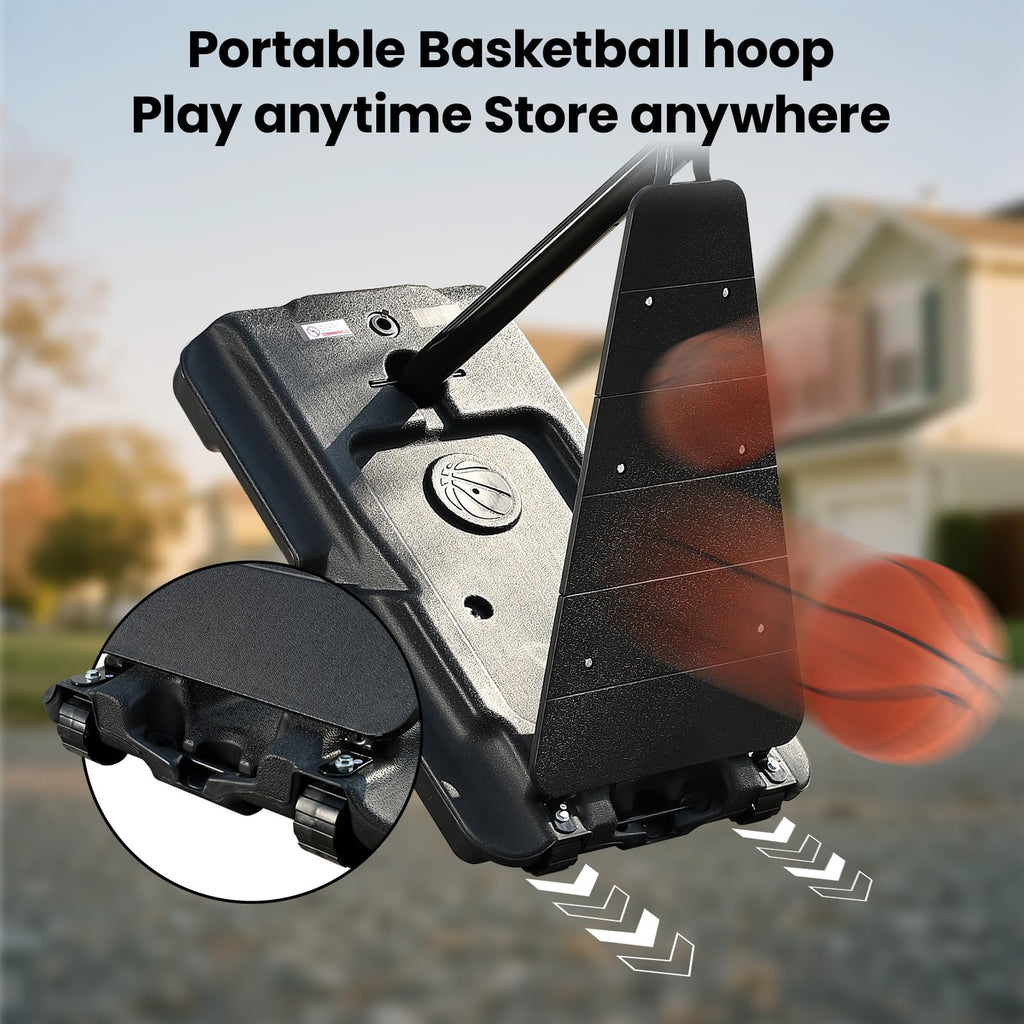 BACKYARD BLITZ Basketball Hoop, 44&48IN&54IN Backboard Portable Basketball Goal System, 10FT Hand-Crank Adjustable Basketball Hoops Outdoor (White, 48in Backboard)