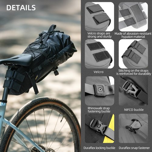 Rhinowalk Bike Saddle Bag Bicycle Saddle Pannier 14L Waterproof Storage Pouch Rear Rack Luggage Carrier Quick-Fit with Hardshell Frame & Interior (Black)