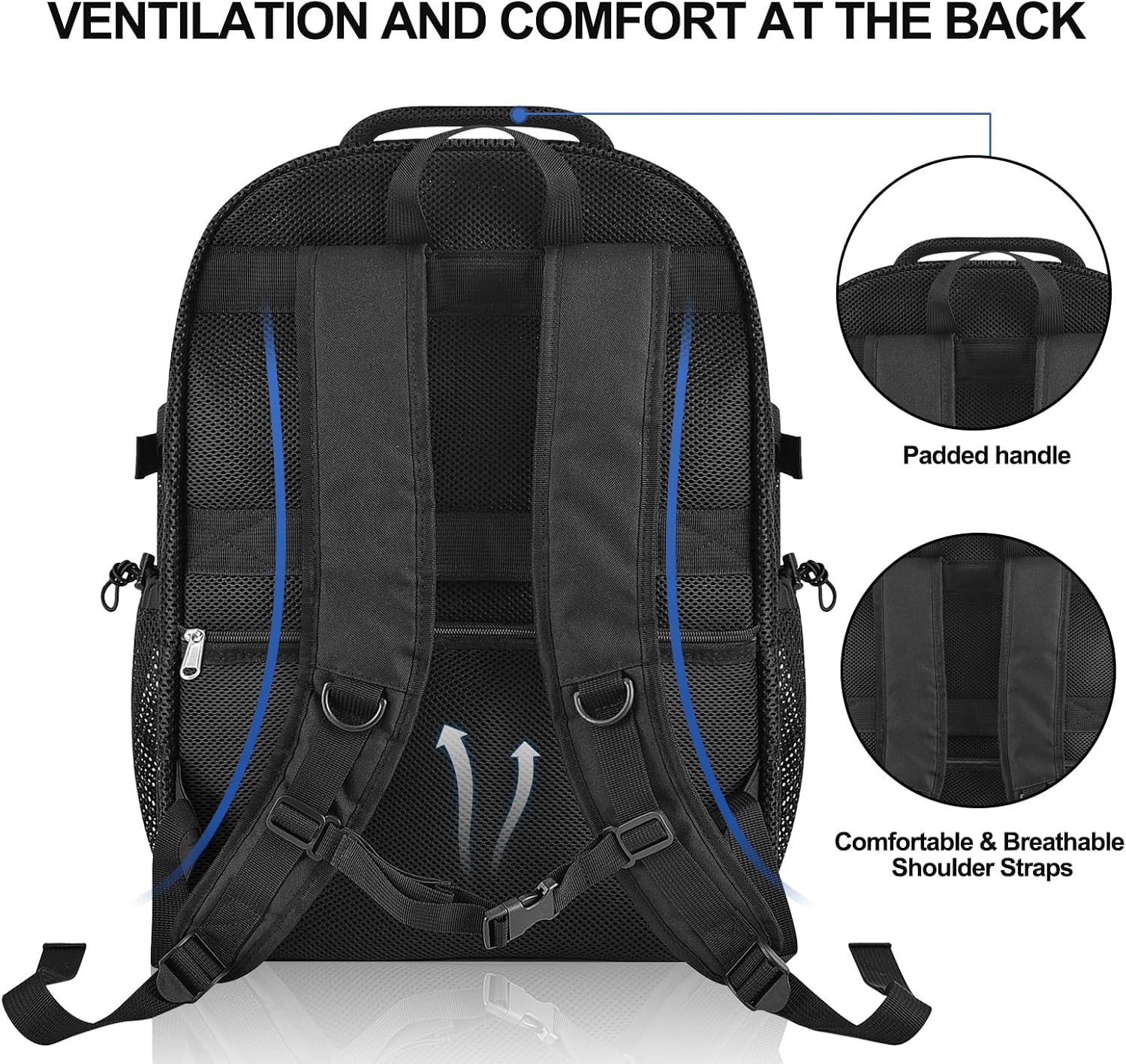USPECLARE Heavy Duty X-Large Mesh Backpack - Semi-Transparent Design with Rain Cover for School & Travel