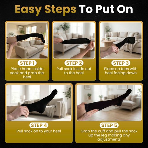 CopperJoint Copper Compression Socks for Women & Men, Knee High Support Socks, Wide Calf Friendly, Breathable Comfort for Work, Travel and Everyday Wear, 1 Pair, Medium, Black and Tan
