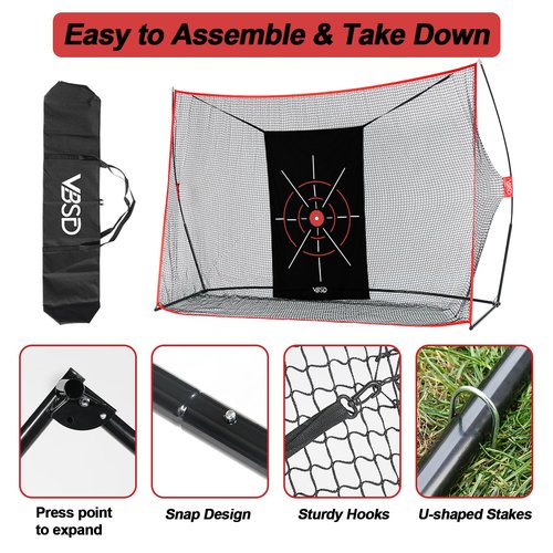 10x7ft Golf Practice Net for Backyard Driving, All-in-1 Outdoor Indoor Hitting Net, Mat, 7 Tees, 6 Balls for Training, Golf Gifts for Men Dad Him Golfer