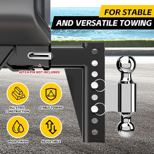 MaxxHaul 70380 Adjustable Dual Ball Mount - Heavy-Duty 12,000 lb Towing Capacity, 6.5" Drop / 7.5" Rise