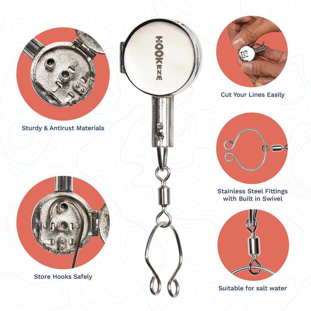 HOOK-EZE Knot Tying Tool | Cover Hooks While Tying Strong Knots, Stocking Stuffers for Men, Great Fishing Accessories for Beginner Anglers (Metal)