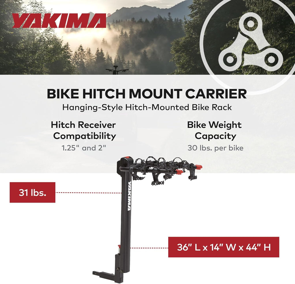 YAKIMA DoubleDown 4 Bike Rack - Tilting Hitch-Mounted Design for Cars, SUVs & Trucks | Fits 1.25” & 2” Hitches