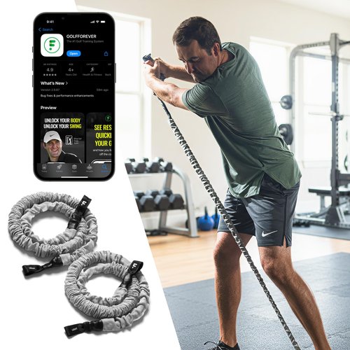 GolfForever Resistance Bands + 3-Month App Membership – Golf Exercise & Pain Relief Video Routines – Improve Flexibility, Gain Distance, Reduce Golf-Related Pain