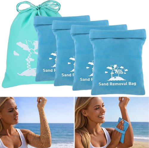 Mity Rain Sand Remover Mitt - Essential Beach Sand Eraser Wipe for Kids & Women | Blue, Talc-Free