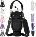 AceTreker Water Bottle Carrier Bag with Phone Pocket for Stanley 40/30 oz Tumbler Neoprene Insulated Mug Sleeve Pouch with 2 Pockets & Adjustable Strap & Straw Cover for Stanley Cup Accessories
