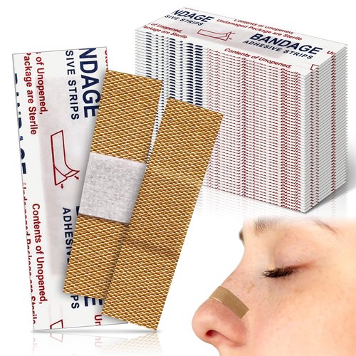 Funtery 200 Pcs Fabric Bandages 0.38" x 1.5" Rectangle Flexible Adhesive Small Face Bandages with Non Stick Pad Skin Wound Care