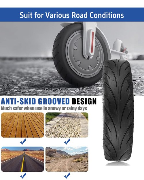 YBang 60/70-6.5 Solid Tubeless Tire with Valve with Built-in Live Glue Repairable for Segway Ninebot Max G30 Scooter 10 inch Self Repairing Non-slip Tire (1 Pce)