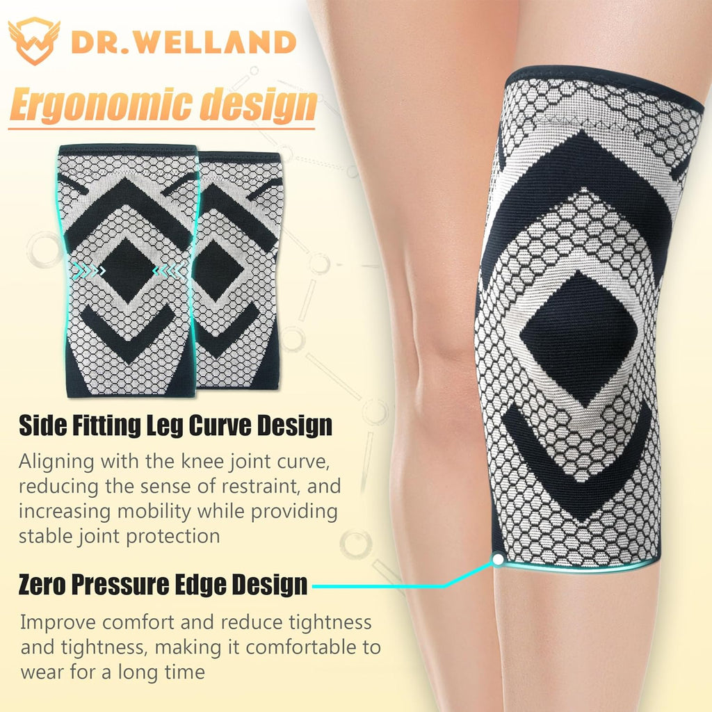 Skiennix Knee Support Brace - Thermal Compression Pads for Men & Women | Pain Relief for Meniscus Tear & ACL (Large)