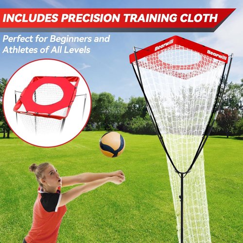 Bearwill Volleyball Setter Trainer Net - Adjustable Height 8-13 FT | Indoor & Outdoor Practice System