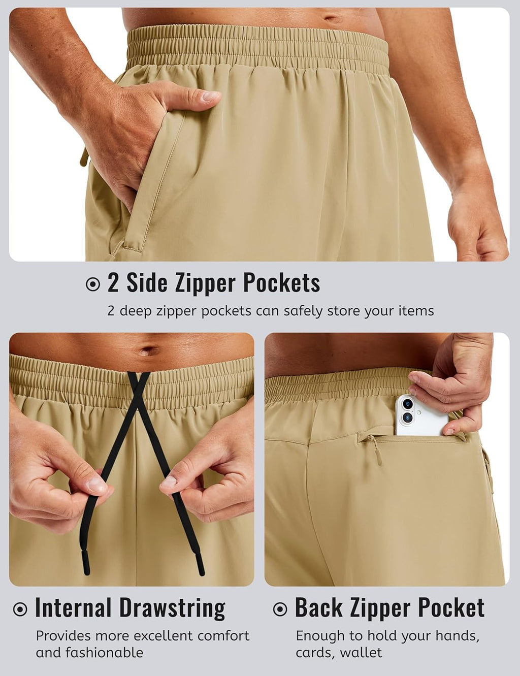 TACVASEN Men's Athletic Workout Shorts - Quick Dry 7" Gym Running Shorts with Zipper Pockets