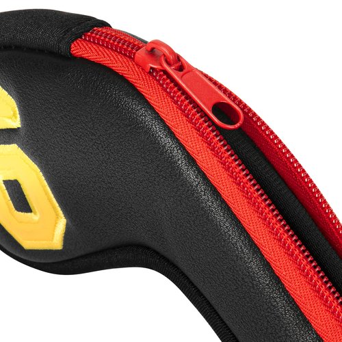 WOSOFE Zippered Golf Iron Head Covers, 10-Piece Set | Premium Waterproof PU Leather with Vibrant Number Embroidery | Universal Fit for All Major Brands | Noise-Dampening Protective Iron Sleeves, Black