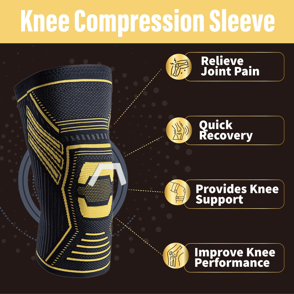 WalkMii Copper Knee Braces for Women and Men 2 Pack, Compression Sleeve for Knee Pain, Arthritis, Sports Recovery, Meniscus Tear, Joint Pain Relief-M