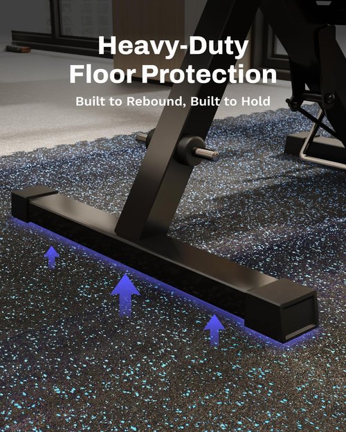 AIRHOP Exercise Mats - 0.56in Thick Interlocking Puzzle Tiles | 48 Sq Ft Heavy-Duty Gym Flooring in Black & Blue