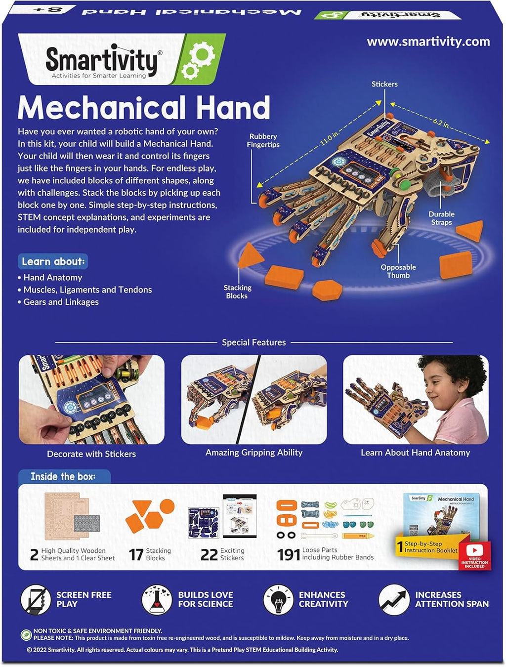 Smartivity DIY Robotic Mechanical Hand - Award-Winning STEM Toy for Kids Aged 8-14 | Perfect Birthday Gift