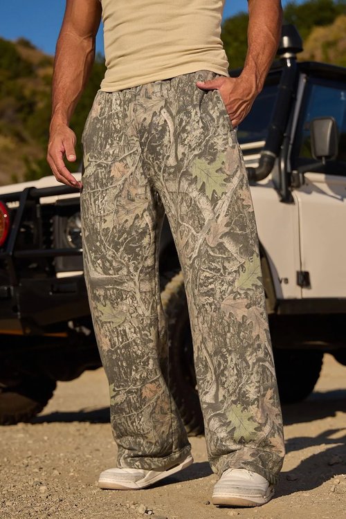 MSBESYOR Mens Baggy Camo Graphic Print Sweatpants Workout Athletic Joggers Pants for Men Wide Leg Hunting Sweat Pant