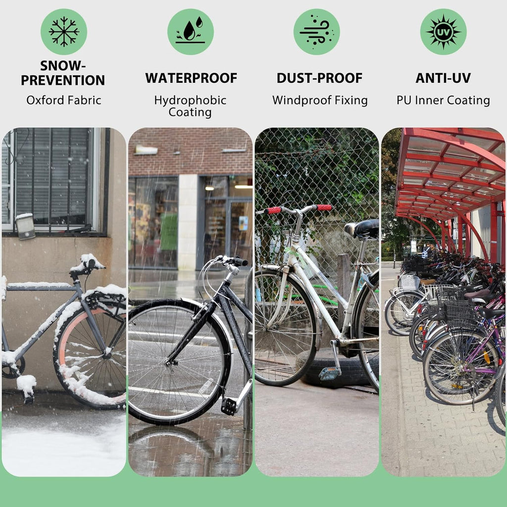 Topcrown Waterproof Bike Cover - Outdoor Storage for 2 Bikes | UV, Rain & Dust Protection, XXL Black & Green