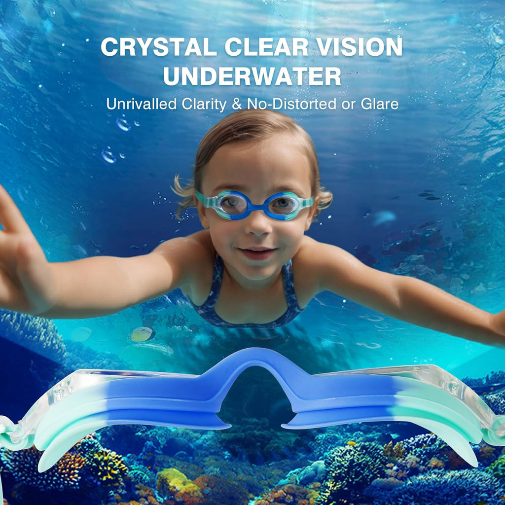 Skiennix Kids Swim Goggles - Anti-Fog UV Protection | No Leak Design for Ages 6-14 (8-12)